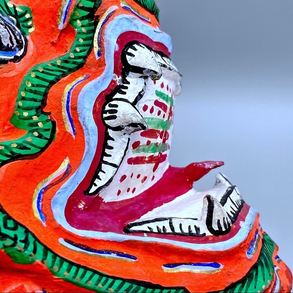 VINTAGE Life Size Red Demon Thai Khon Ramayana Vedic Classic Mask - Picture 2 of 8